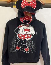 Disney Parks Youth Sz L  Minnie Mouse Hoodie w/ Ears & Bow Shoes Pullover Shirt picture