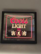 Coors Light Beer Bar Sign With Lighted Mirror & Silver Bullet Edges Vintage 1987 picture