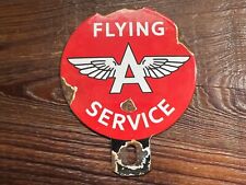 1950'S FLYING A SERVICE VINTAGE LICENSE PLATE TOPPER PORCELAIN VERY RARE  picture