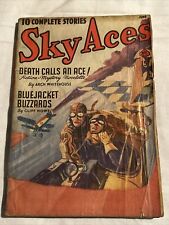 Vintage Sky Aces Pulp June 1940 Death Calls An Ace, Blue Jacket Buzzards picture