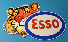 Vintage Esso Gasoline Porcelain Sign - Gas Service Station Auto Tiger Tank Sign picture
