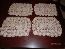 4VINTAGE HANDCRAFTED CROCHET PLACEMATS 11X14 BEIGE picture