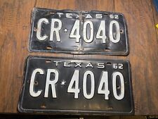 Vintage Pair 1962 Texas Auto License Plate ~ Car Ford Chevrolet Mopar Tags picture