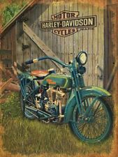 HARLEY DAVIDSON 1923 MODEL BLUE BIKE HEAVY DUTY USA MADE METAL ADVERTISING SIGN picture