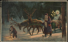 Antique Xmas Postcard HTL Hold to Light Old World Santa Purple Robe Mailick 1913 picture