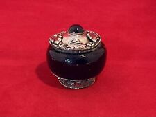 Indian/Asian Blue Glass Vintage Trinket/Pill/snuff Box picture
