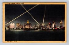Miami FL-Florida, Miami Skyline At Night, Antique, Vintage Souvenir Postcard picture