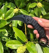 Black Karambit Spring Assisted Open Pocket Knife Tactical Folding Claw Knife EDC picture