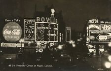 Postcard Piccadilly Circus at Night London England RPPC Coke Guinness RF-54 1960 picture