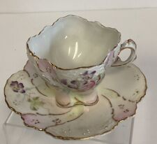 Antique Victorian Square Porcelain Demitasse Cup & Saucer picture