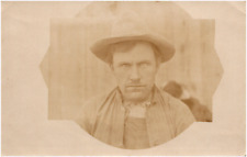 L. Osborne, Serious Man w/ Intense Stare, in Kansas? 1912 RPPC Postcard Photo picture