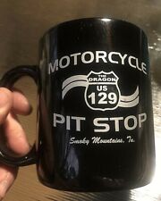 Motorcycle Pit Stop The Dragon US 129 black mug Smoky Mountains, TN picture