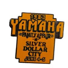 1983 Yamaha Lapel Hat Pin Brooch Silver Dollar City Family Affair Vintage Yellow picture