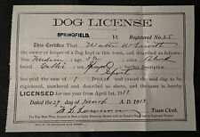 Vtg Authentic 1913 Paper DOG License COLLIE SPRINGFIELD Vermont - The Simpsons picture