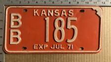 1971 Kansas license plate BB 185 YOM DMV Bourbon MY MASERATI DOES 185 10103 picture