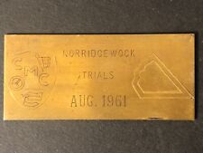 CMC Cumberland Motor Club Norridgewock Trials 1961 Brass Auto Racing Wall Plaque picture