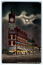 1911 Clock Tower Block Saginaw Pillsbury's Flour Building Michigan MI Postcard picture