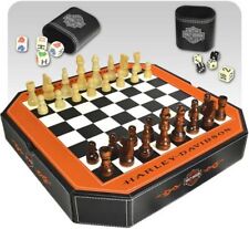 Harley Davidson 4 in 1 Game Set - Chess Checkers Backgammon Poker Dice NEW picture