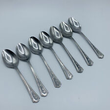 Set of 7 Stainless Teaspoons UNF 168 Glossy Floral Made in Korea Flatware picture