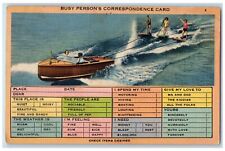 c1930's Busy Person's Correspondence Checklist Speedboat Waterskiing Postcard picture