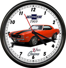 Licensed 1969 Camaro Z28 Orange Black  Muscle Car General Motors Sign Wall Clock picture