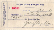 1913 YALE UNIVERSITY CLUB RECEIPT NY picture