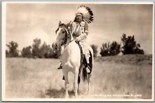 Postcard Indians of Montana-KFR RPPC; K F Roahen; Native American Chief Horse Ec picture