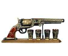 Set for alcohol Colt pistol on a wooden stand - a gift set for alcohol. picture