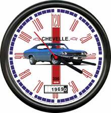Licensed 1969 Chevelle 396 Blue 2 Door Chevrolet General Motors Sign Wall Clock picture