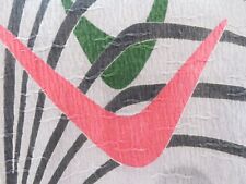 Vintage MCM Boomerang on Dove Grey Barkcloth Drapery Fabric  VAT  Coral & Green picture