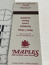 Vintage Matchbook Cover Maple’s Restaurant and Pizza  Watertown, CT gmg Unstruck picture