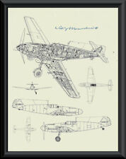 Willy Messerschmitt Autograph Reprint Diagram of BF109 On Fine Linen Paper P059 picture