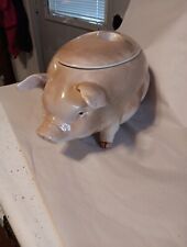 otagiri omc Vintage 1982 Hand Painted Pig Cookie Jar W Lid Adorable picture
