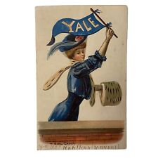 Postcard YALE CT CIRCA 1908 FOOTBALL PENNANT F. EARL CHRISTY GIRL YALE picture