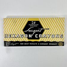 24 Vtg Sargent Hexagon Art Crayons Brushes Colors Complete Box Set 5124 USA Rare picture