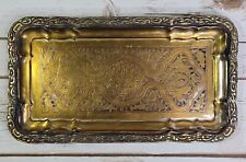 Vintage 13 x 7 Hand Engraved Metal Tray Wall Hanging picture