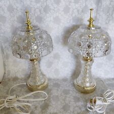 Pair Of Crystal Table Lamps Glass Boudoir Vintage picture