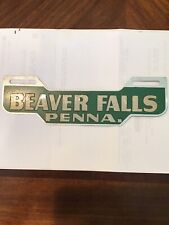 Beaver Falls Penna License Plate Topper Tin Sign Freedom Gas Original picture