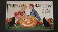 1909 Kids with Pumpkin Merry Halloween Postcard Philadelphia, PA to Easton, PA. picture