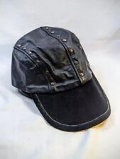 Vintage Harley Davidson Biker Cap Motorcycle Leather & Suede Studded Hat Logo picture