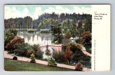 Peoria IL-Illinois, View Of Lake At Glen Park, Antique, Vintage c1908 Postcard picture