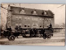 c1910 EARLY Ladder Fire Truck Firemen Alliance Ohio OH RPPC Real Photo Postcard picture