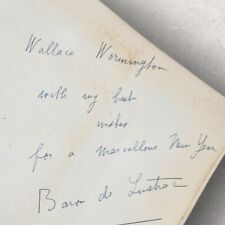 Baron Jean De Lustrac Inscription To Wallace Wormington ~ Extremely Rare picture