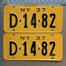1937 New York license plate pair D 14 82 YOM DMV Columbia Ford Chevy Dodge 13688 picture