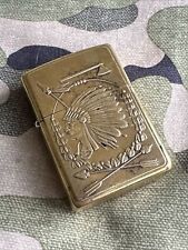 2001 Vintage Zippo Lighter - Indian Chief Native American - Solid Brass picture