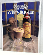 Vintage 1984 Print Ad Kahlua White Russian Genuine Magazine Advertisement Paper picture