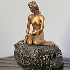Edward Eriksen Little Mermaid Copenhagen Figurine 3.5” Art Deco Bronze Tone Vtg picture