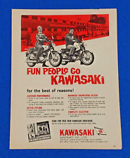 1966 KAWASAKI MOTORCYCLE ORIGINAL COLOR PRINT AD 