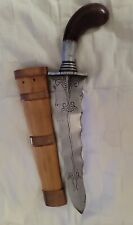 Vintage Large Indian Dagger Moro Kris Java Knife + Wood Handle - RARE WAVY KNIFE picture