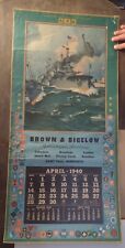 WW2 Brown & Bigelow Calender 1940 - Militaria Propaganda Navy Fleet by Mielatz picture